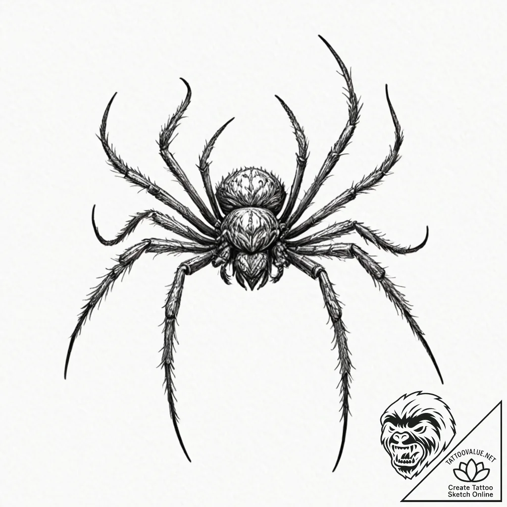 Spider - tattoo sketch (№1753558937_0, 26.07.2025 19:42) — tattoovalue.net