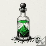 Vial of poison with a glowing, green liquid,… – tattoo sketch (№1753559336_0, 26.07.2025 19:48) — tattoovalue.net