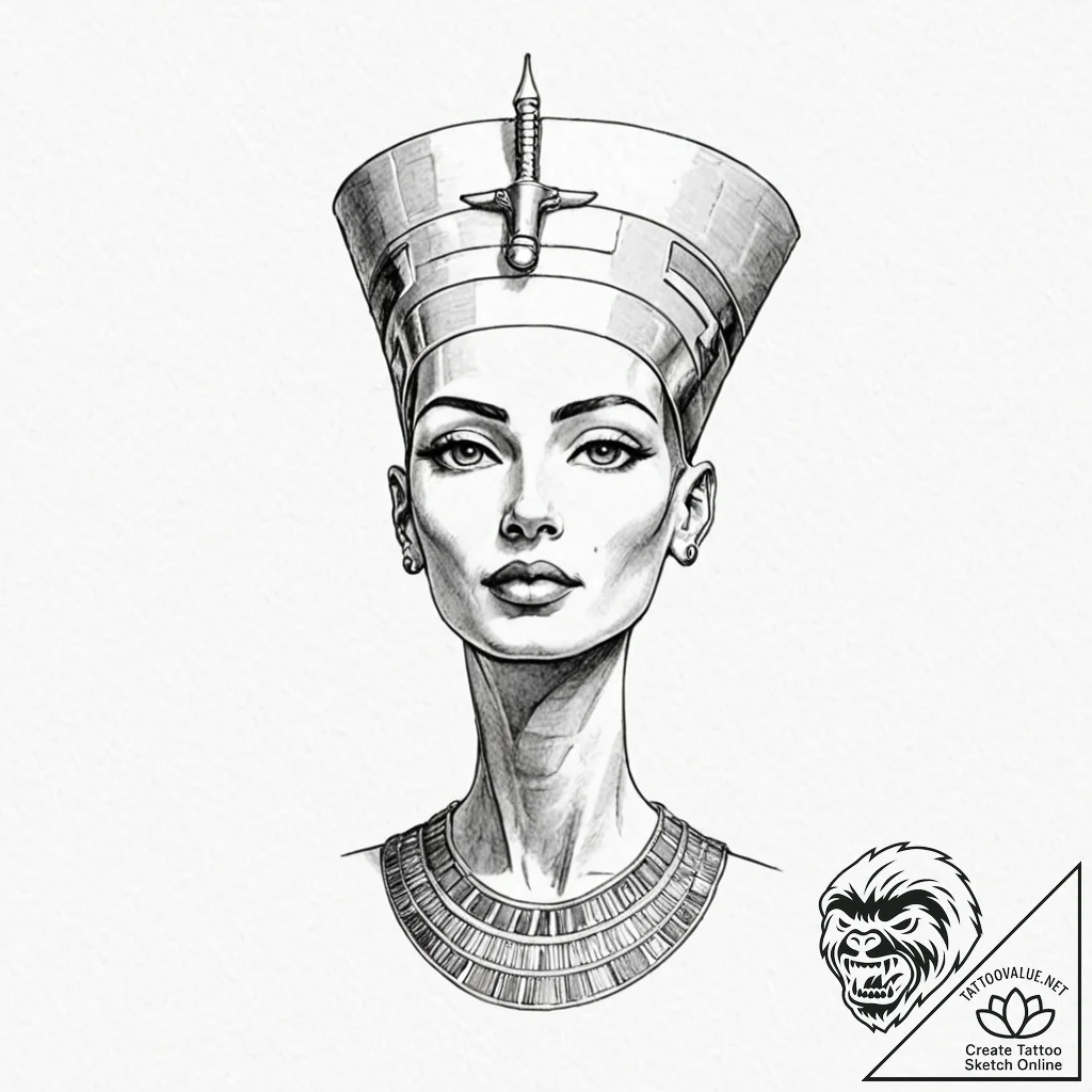 Nefertiti - tattoo sketch (№1753559741_0, 26.07.2025 19:55) — tattoovalue.net