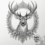 Deer, tattoo drawing outline, black and white… – tattoo sketch (№1753560136_0, 26.07.2025 20:02) — tattoovalue.net