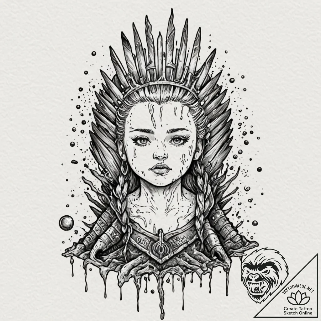 Iron throne made of melted down satellite par... - tattoo sketch (№1753560332_0, 26.07.2025 20:05) — tattoovalue.net