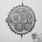 Gears, tattoo drawing outline, on a clean whi… – tattoo sketch (№1753561525_0, 26.07.2025 20:25) — tattoovalue.net