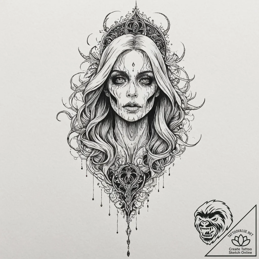 A ghostly apparition in a hallway, tattoo ske... - tattoo sketch (№1753562106_0, 26.07.2025 20:35) — tattoovalue.net