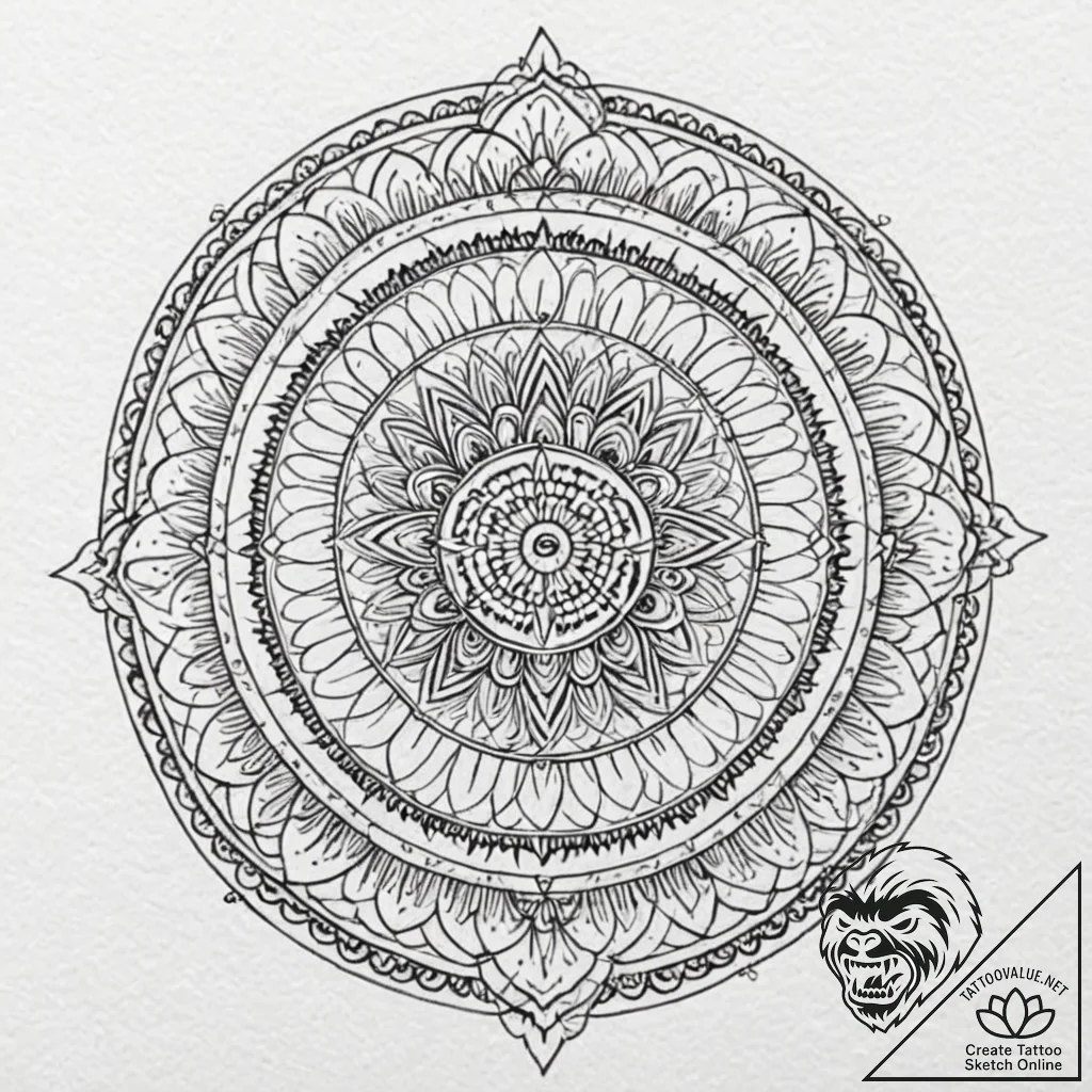 Bone circle in ritual pit, ink illustration f... - tattoo sketch (№1753562700_0, 26.07.2025 20:45) — tattoovalue.net