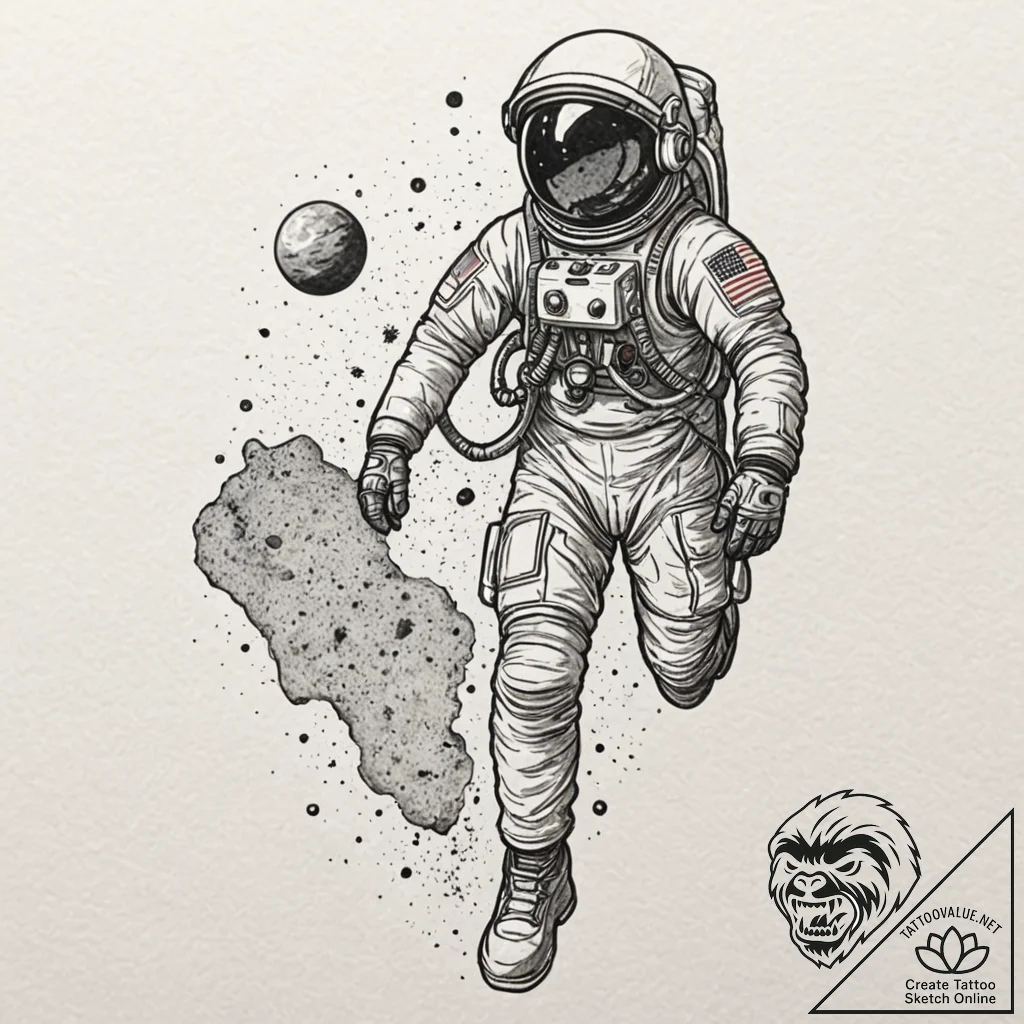 Astronaut's bootprint on mars dust, filling w... - tattoo sketch (№1753563113_0, 26.07.2025 20:51) — tattoovalue.net