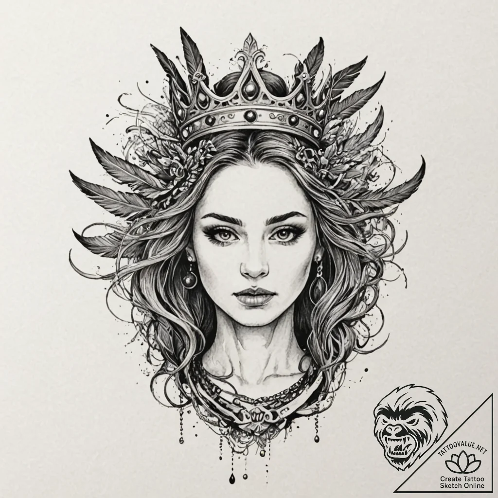 Feathered crown bound in roots, tattoo sketch... - tattoo sketch (№1753563320_0, 26.07.2025 20:55) — tattoovalue.net