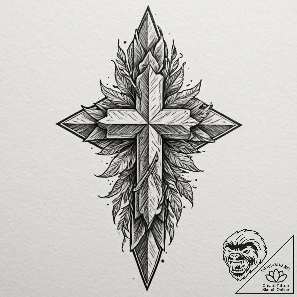 Leaf blade splitting stone, tattoo flash shee... - tattoo sketch (№1753563519_0, 26.07.2025 20:58) — tattoovalue.net