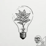 Lightbulb with a plant growing inside – tattoo sketch (№1753563727_0, 26.07.2025 21:02) — tattoovalue.net