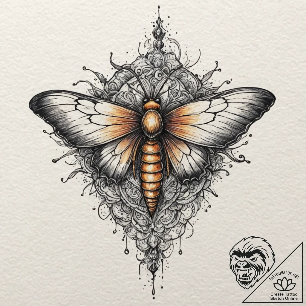 Arcane moth caught between realities, artisti... - tattoo sketch (№1753564147_0, 26.07.2025 21:09) — tattoovalue.net