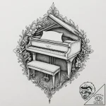 Piano keys, minimalist black and white, tatto… – tattoo sketch (№1753564338_0, 26.07.2025 21:12) — tattoovalue.net