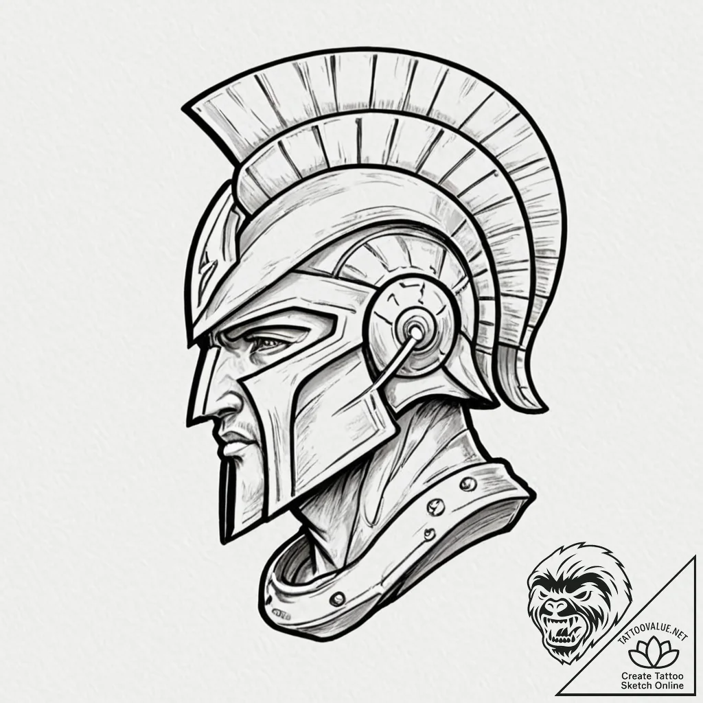 Spartan, tattoo flash sheet design, on a clea... - tattoo sketch (№1753564529_0, 26.07.2025 21:15) — tattoovalue.net