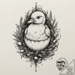 A detailed broken eggshell with a chick emerg… – tattoo sketch (№1753564935_0, 26.07.2025 21:22) — tattoovalue.net
