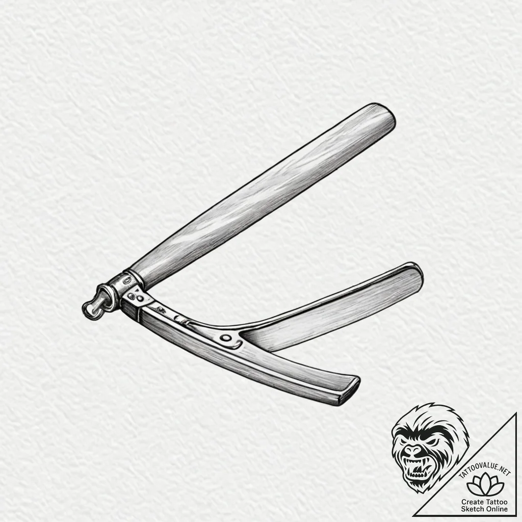 Straight razor - tattoo sketch (№1753565139_0, 26.07.2025 21:25) — tattoovalue.net