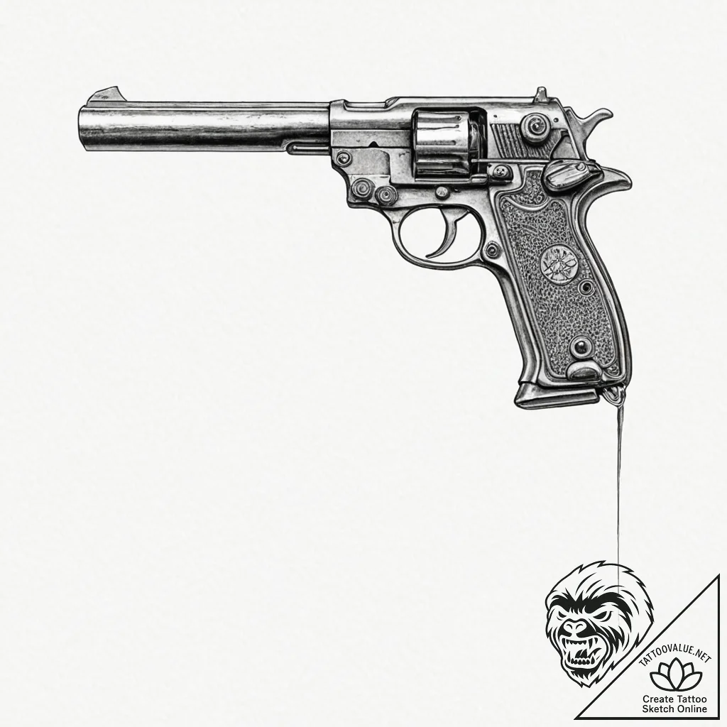 Deckard's pistol from blade runner - tattoo sketch (№1753565348_0, 26.07.2025 21:29) — tattoovalue.net
