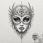 Black mask cracked down the middle, tattoo dr… – tattoo sketch (№1753565549_0, 26.07.2025 21:32) — tattoovalue.net