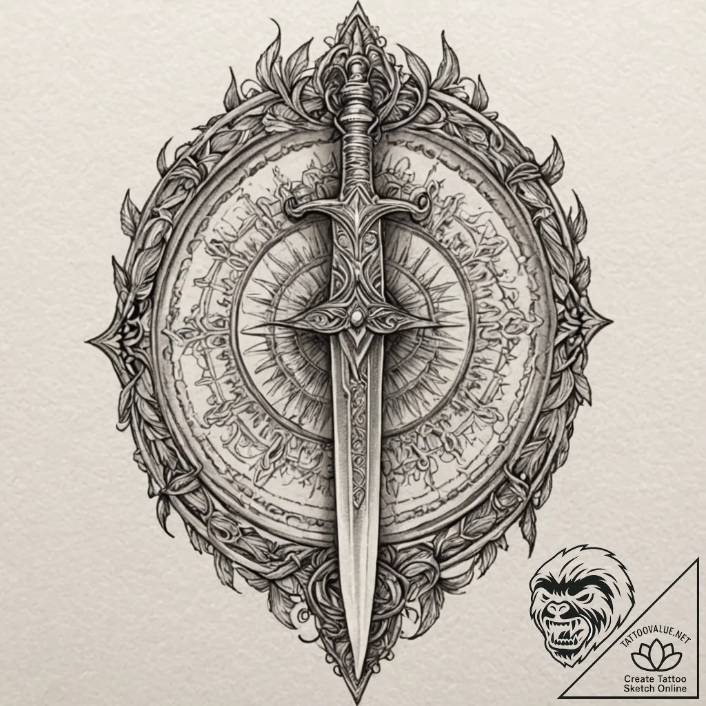 Dagger in ritual dagger ring, ink illustratio... - tattoo sketch (№1753566166_0, 26.07.2025 21:42) — tattoovalue.net