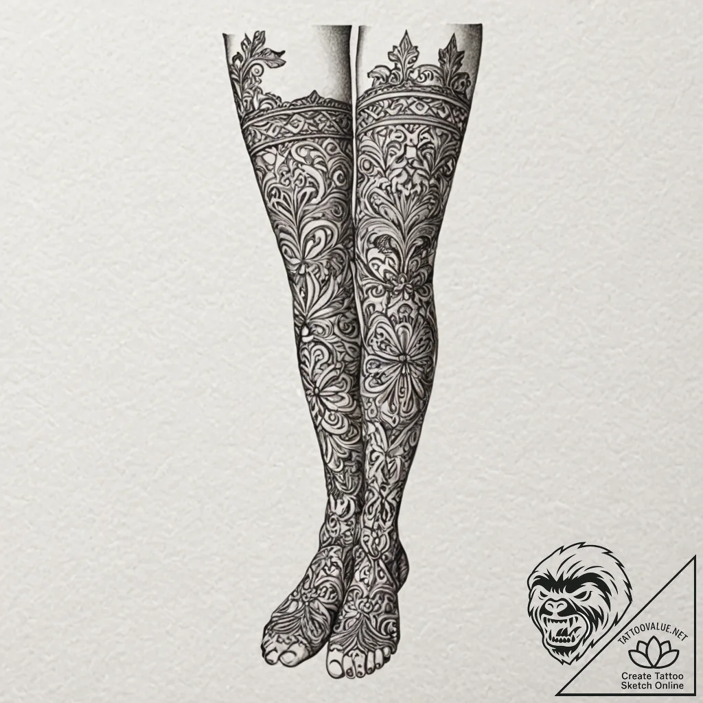 Stockings, tattoo sketch design, sepia tone s... - tattoo sketch (№1753566361_0, 26.07.2025 21:46) — tattoovalue.net