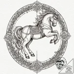 Carousel horse made of bone and withered vine… – tattoo sketch (№1753566746_0, 26.07.2025 21:52) — tattoovalue.net