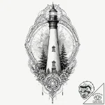 Lighthouse wrapped in ghostly fog, artistic t… – tattoo sketch (№1753566939_0, 26.07.2025 21:55) — tattoovalue.net