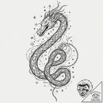 Oracle serpent coiling through stars, artisti… – tattoo sketch (№1753567145_0, 26.07.2025 21:59) — tattoovalue.net