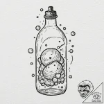 A whimsical bubble in a bottle, trapped,, tat… – tattoo sketch (№1753567348_0, 26.07.2025 22:02) — tattoovalue.net