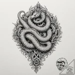 Ancient serpent biting its tail, tattoo line… – tattoo sketch (№1753569167_0, 26.07.2025 22:32) — tattoovalue.net