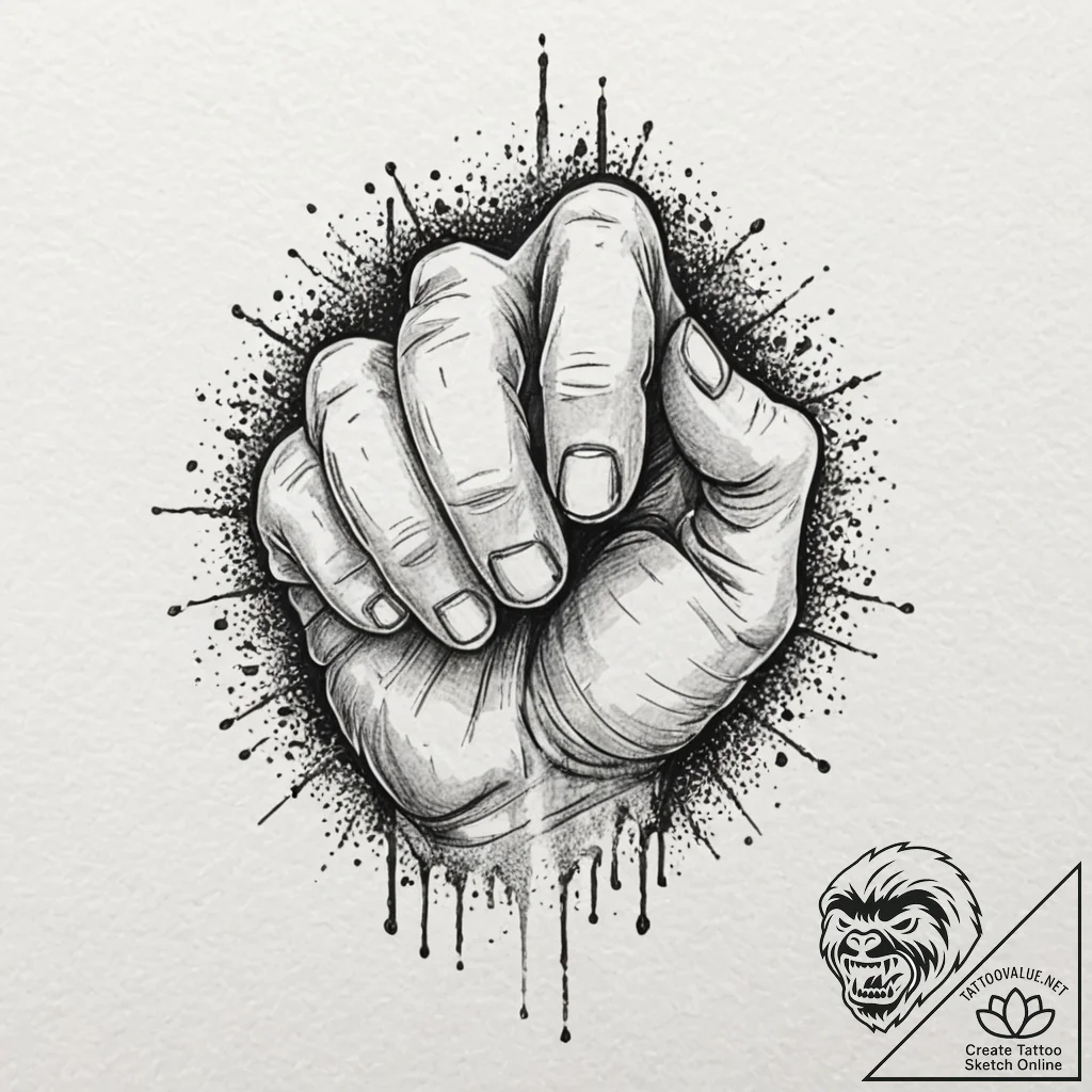 Orcish fist breaking through wall, tattoo lin... - tattoo sketch (№1753569571_0, 26.07.2025 22:39) — tattoovalue.net