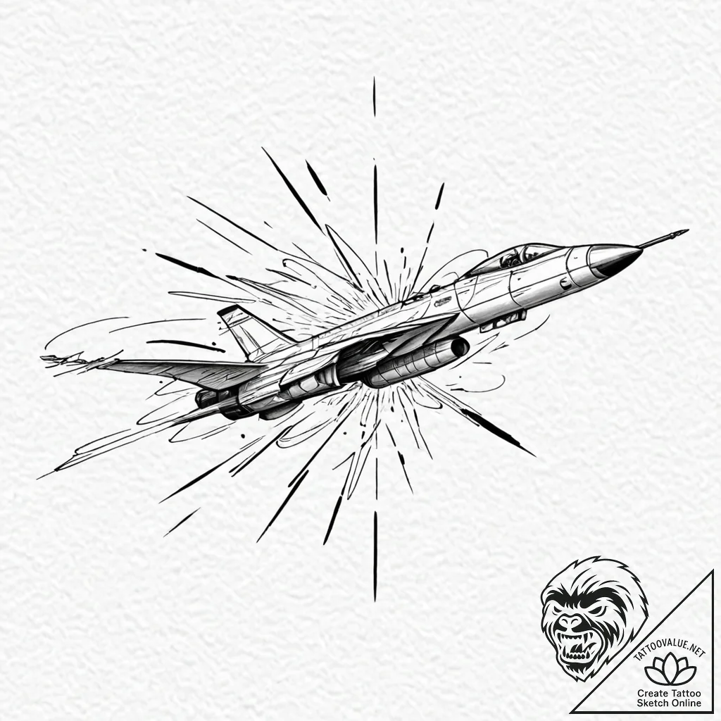 Javelin missile in mid-flight, with a trail o... - tattoo sketch (№1753569767_0, 26.07.2025 22:42) — tattoovalue.net
