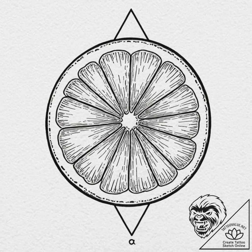 Lemon slice, simple and graphic, tattoo drawi... - tattoo sketch (№1753570159_0, 26.07.2025 22:49) — tattoovalue.net