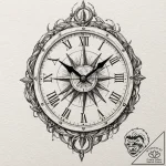 Ashen clock with shattered face, tattoo line… – tattoo sketch (№1753570963_0, 26.07.2025 23:02) — tattoovalue.net