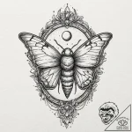 Angelic moth with lunar dust, tattoo line art… – tattoo sketch (№1753571371_0, 26.07.2025 23:09) — tattoovalue.net