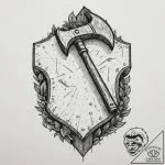 Executioner’s axe, chipped and stained, resti… – tattoo sketch (№1753571571_0, 26.07.2025 23:12) — tattoovalue.net