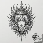 Frosted blade crowned with thorns, tattoo lin… – tattoo sketch (№1753572584_0, 26.07.2025 23:29) — tattoovalue.net