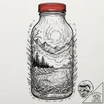 Glass bottle containing a tiny, raging storm,… – tattoo sketch (№1753572792_0, 26.07.2025 23:33) — tattoovalue.net