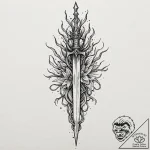 Hallowed dagger crowned with roots, tattoo fl… – tattoo sketch (№1753573420_0, 26.07.2025 23:43) — tattoovalue.net
