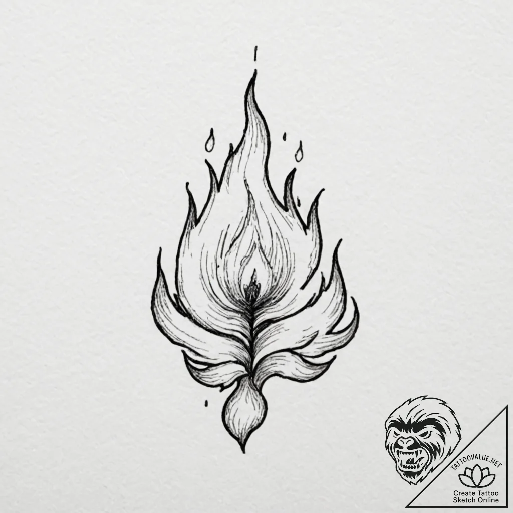 Flame - tattoo sketch (№1753573835_0, 26.07.2025 23:50) — tattoovalue.net
