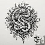 Ivory serpent crowned with roots, tattoo flas… – tattoo sketch (№1753574239_0, 26.07.2025 23:57) — tattoovalue.net