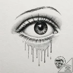Security camera with a single, red, weeping e… – tattoo sketch (№1753574435_0, 27.07.2025 00:00) — tattoovalue.net