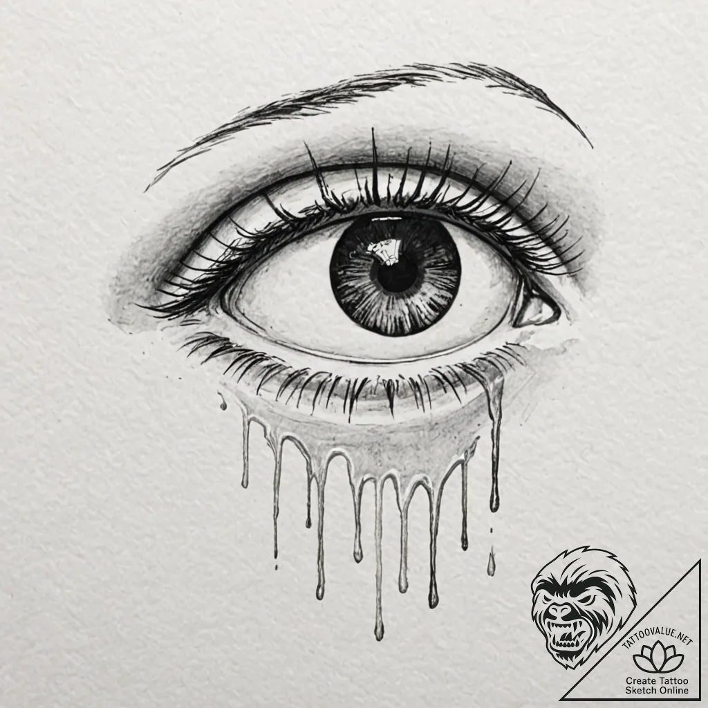 Security camera with a single, red, weeping e... - tattoo sketch (№1753574435_0, 27.07.2025 00:00) — tattoovalue.net