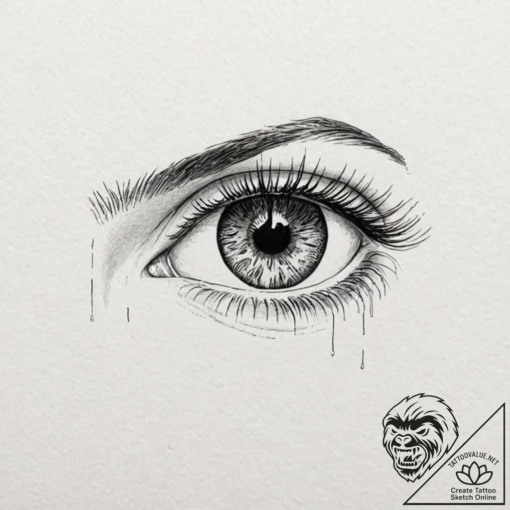 Human eye with a camera shutter iris, tattoo... - tattoo sketch (№1753574627_0, 27.07.2025 00:03) — tattoovalue.net