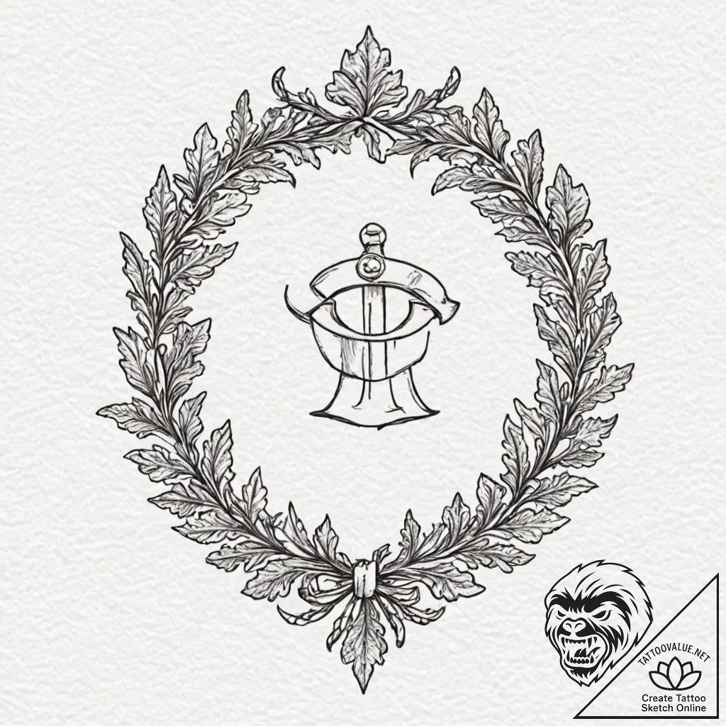 Oak branch crowned in frost, tattoo sketch de... - tattoo sketch (№1753575024_0, 27.07.2025 00:10) — tattoovalue.net