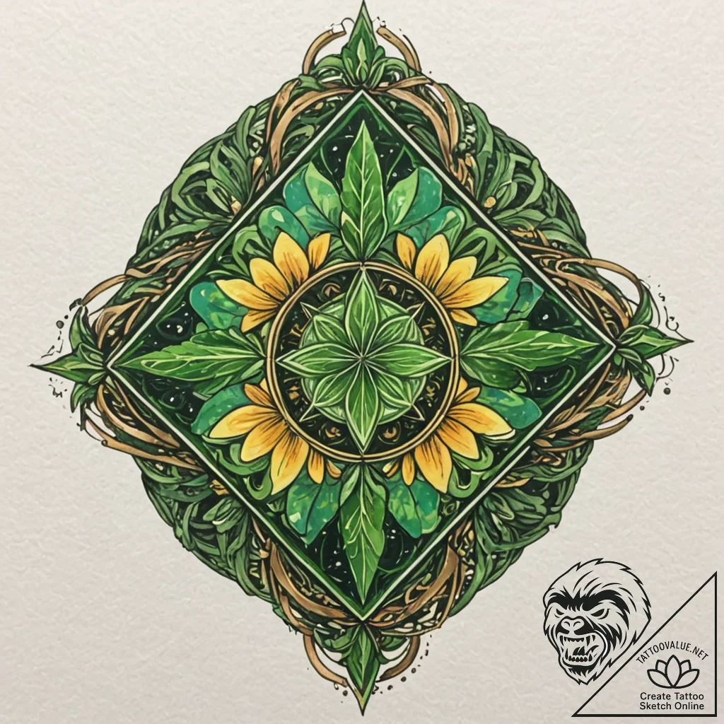 Kryptonite crystal, glowing green, concept ar... - tattoo sketch (№1753575635_0, 27.07.2025 00:20) — tattoovalue.net