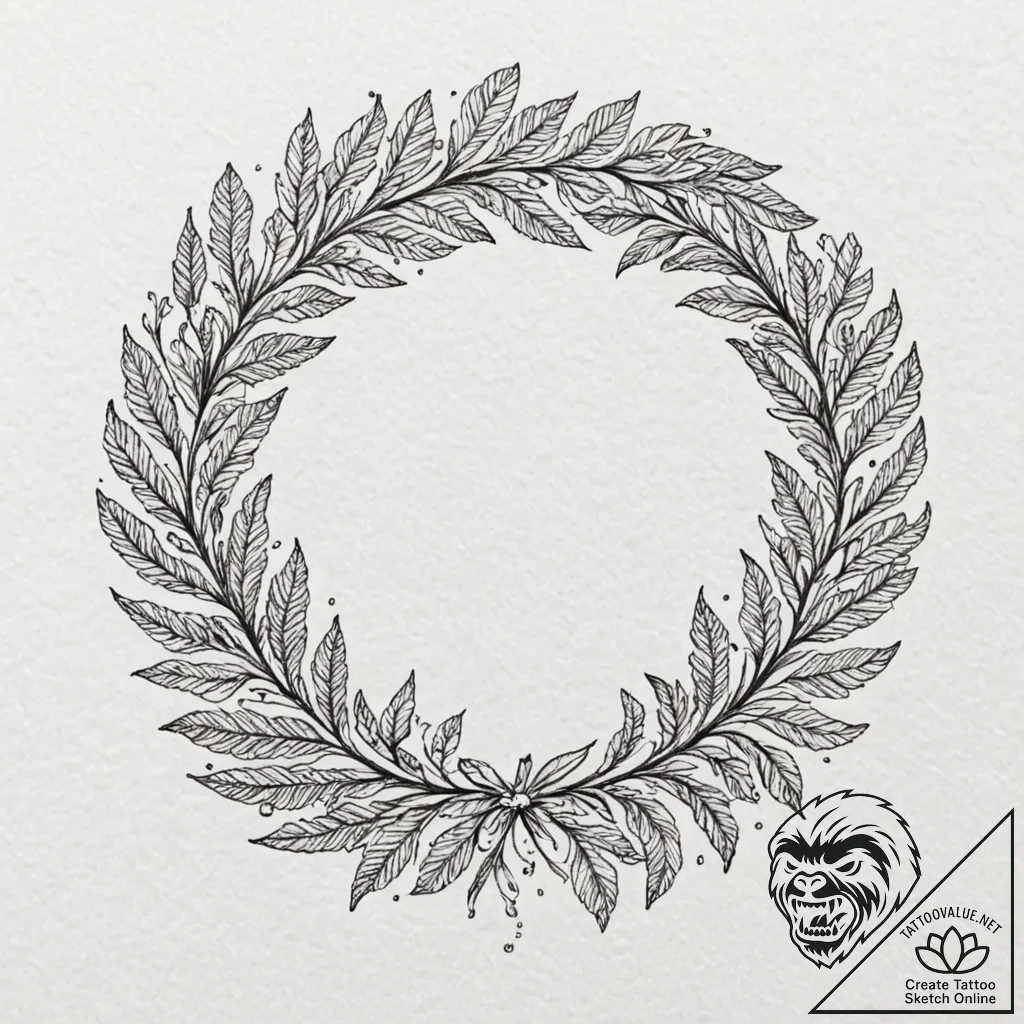 Laurel wreath, concept art for tattoo, vibran... - tattoo sketch (№1753575835_0, 27.07.2025 00:23) — tattoovalue.net