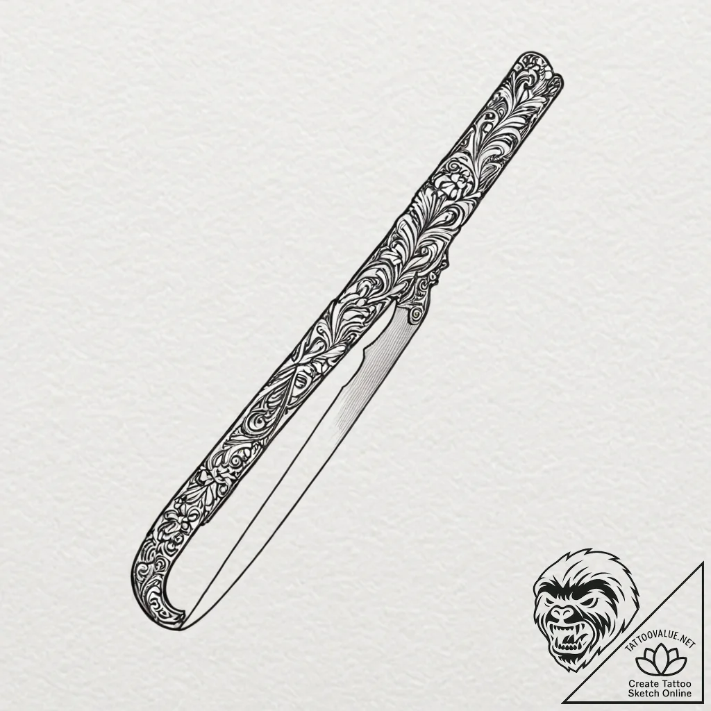 A straight razor (is there, but can be ornate... - tattoo sketch (№1753576439_0, 27.07.2025 00:33) — tattoovalue.net