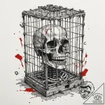 Key trapped in bone cage, artistic tattoo ske… – tattoo sketch (№1753577246_0, 27.07.2025 00:47) — tattoovalue.net