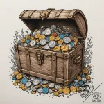 A detailed barrel full of coins, treasure che… – tattoo sketch (№1753578465_0, 27.07.2025 01:07) — tattoovalue.net