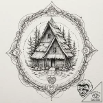 Baba yaga’s hut on chicken legs, tattoo sketc… – tattoo sketch (№1753578667_0, 27.07.2025 01:11) — tattoovalue.net