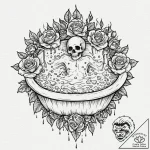 A whimsical bubble bath with flower petals an… – tattoo sketch (№1753578870_0, 27.07.2025 01:14) — tattoovalue.net