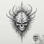 Ethereal roots piercing shattered helm, conce… – tattoo sketch (№1753580066_0, 27.07.2025 01:34) — tattoovalue.net