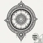 Opal medallion glowing faintly, ink illustrat… – tattoo sketch (№1753580479_0, 27.07.2025 01:41) — tattoovalue.net